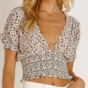 FAITHFUL THE BRAND Smocked Cotton Top